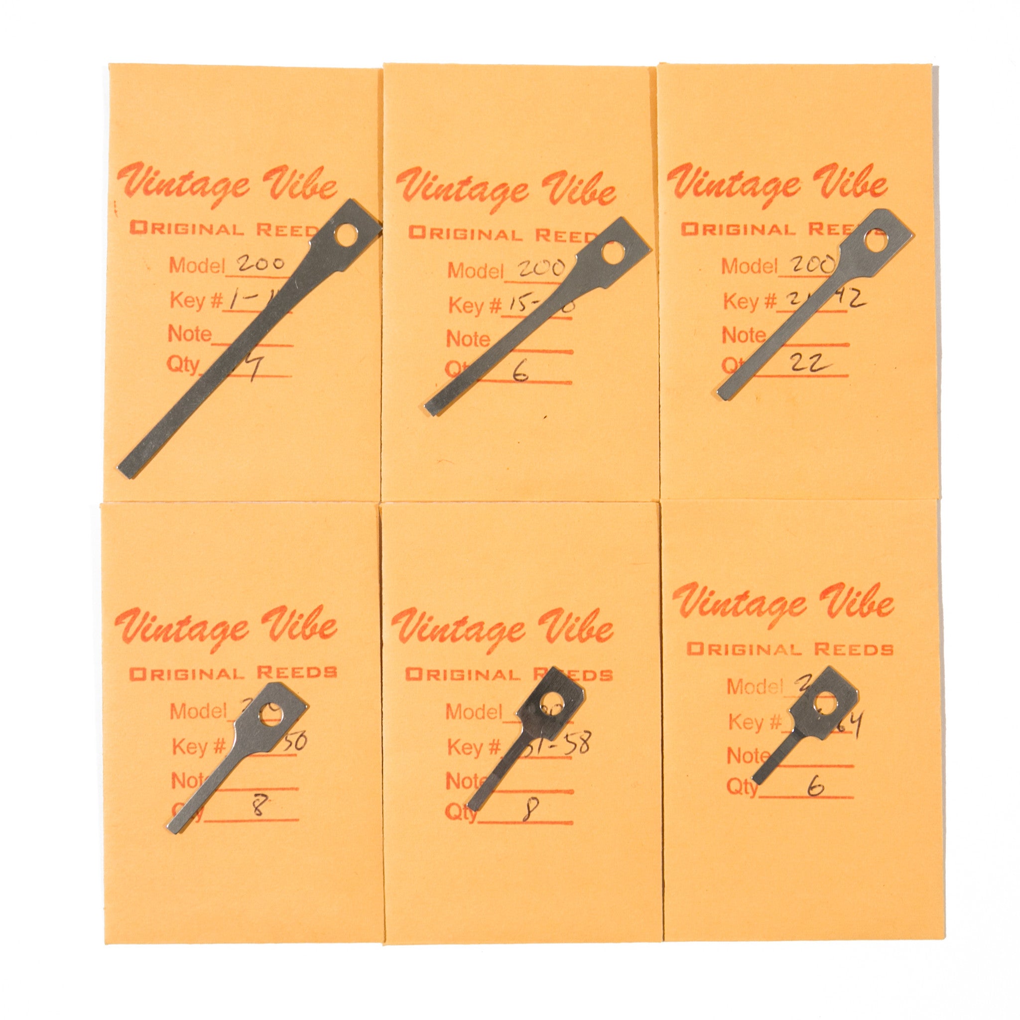 Wurlitzer 200 Series Blank Reeds - Full Set - Vintage Vibe - Vintage Vibe